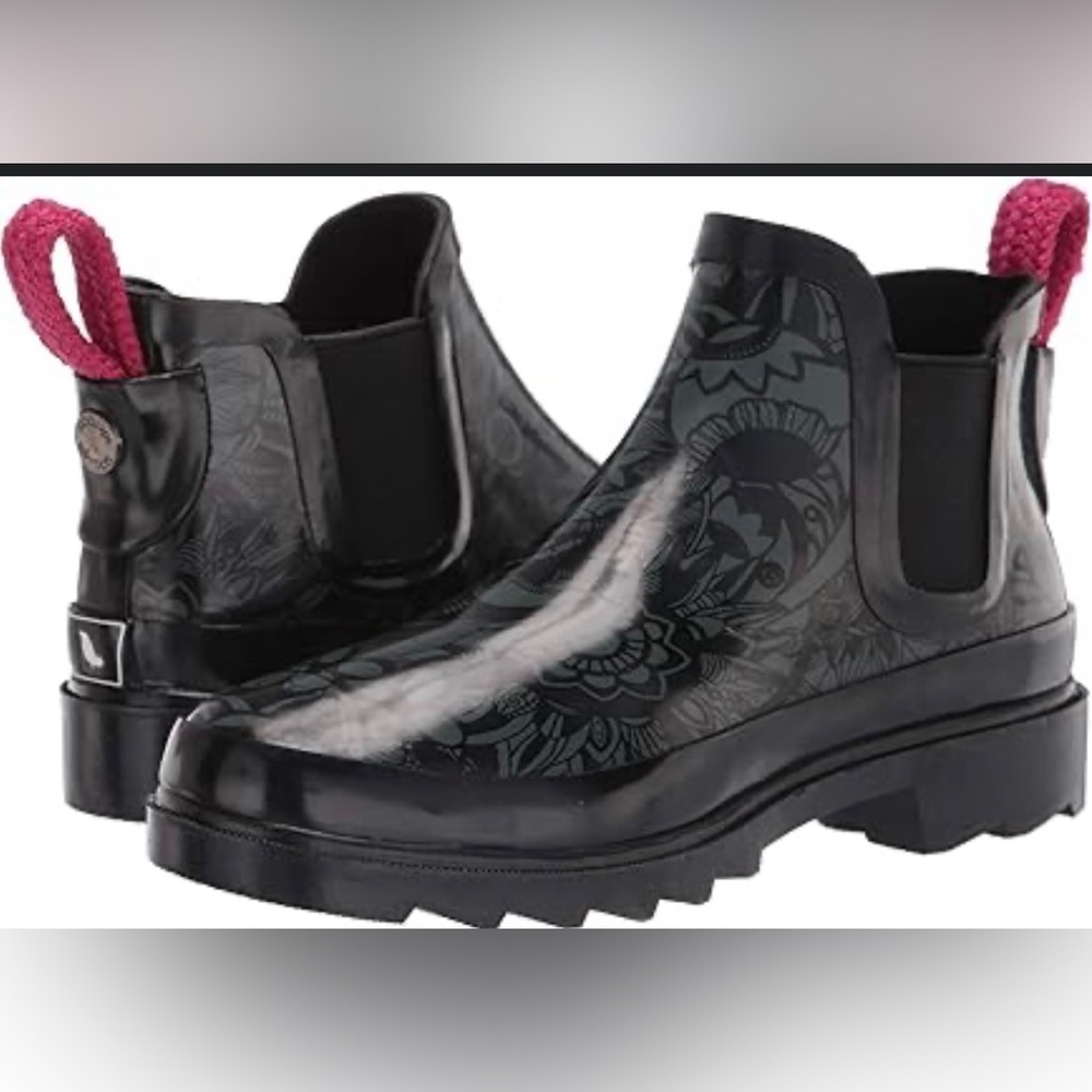 Sakroot ankle water rainboots black‎ pink 7